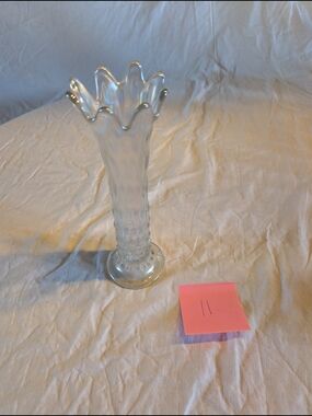 2/60$ Fenton Iridescent White Ruffled Hobnail Bud Vase